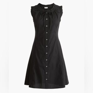 J Crew Black Ruffle tie-neck mini dress